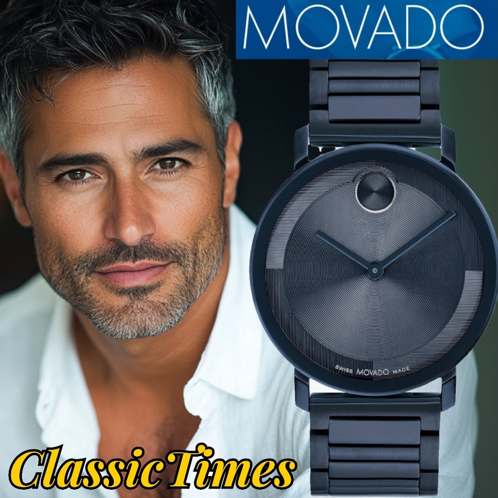 ***BRAND NEW*** Movado Bold Evolution 2.0 Swiss Ionic Plated Blue Steel Watch